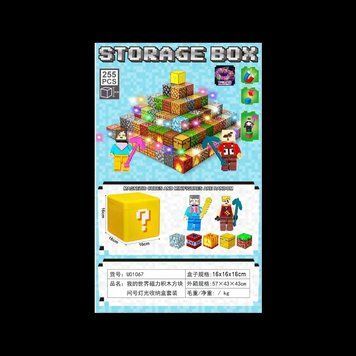 250 el + 5 fiegurki Klocki magnetyczne minecraft ledoweTNT Duże Pudełko