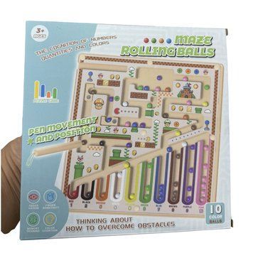 DREWNIANY LABIRYNT MAGNETYCZNY Tablica Edukacyjna Montessori Nauka Kolor&oacute;w